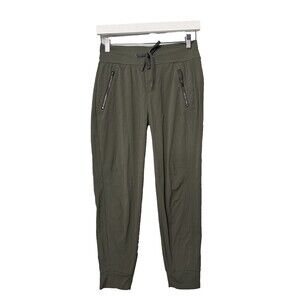 Athleta Jogger Pants Women 2 Olive Green Trekkie North Zip Pocket Hiking Travel
